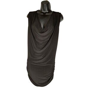 Symphony Black Sleeveless Cowl Neck Dress With Sequin Detail Open Back Design